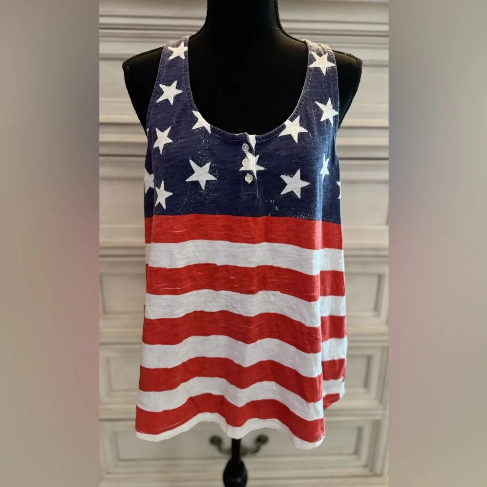 NWOT Old Navy American Flag - Stars and Stripes Tank Top - Large - Picture 1 of 5